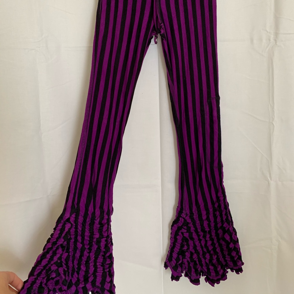 Striped skinny crop flare pants